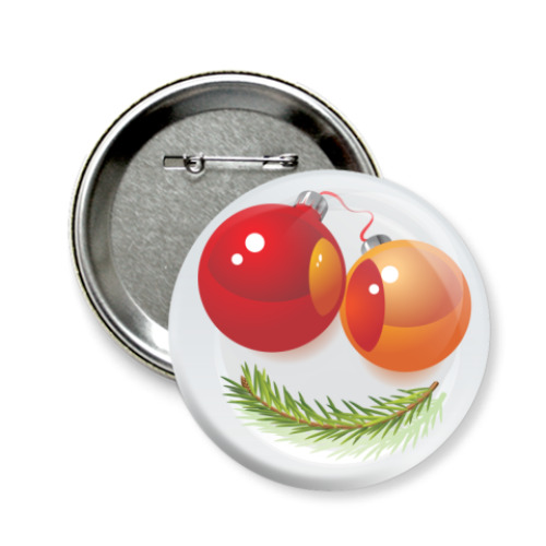 Значок 58мм с принтом Новогодняя рожица