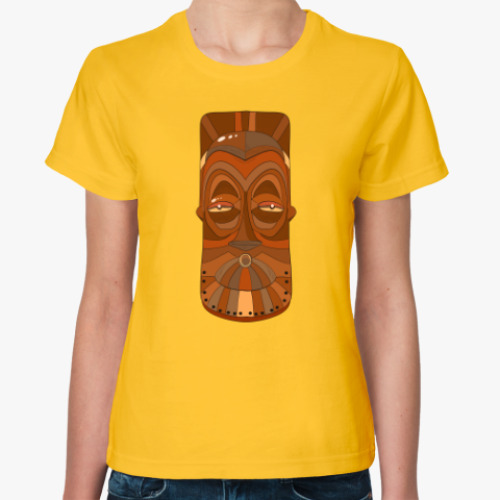 Женская футболка с принтом Африканская деревянная маска