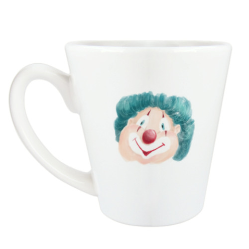 Чашка Латте Клоун с голубыми волосами