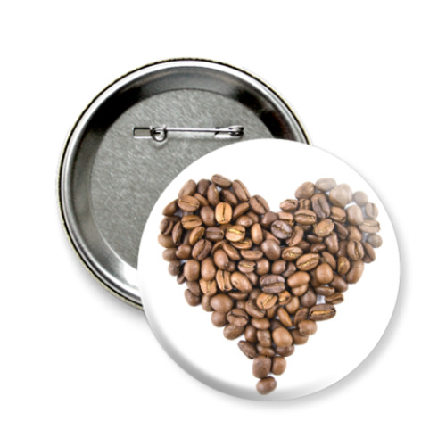 Значок 58мм Кофейное сердце