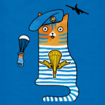 Кот ВДВ, парашют и самолёт