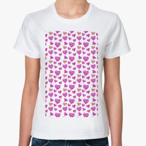 Классическая футболка сердца паттерн