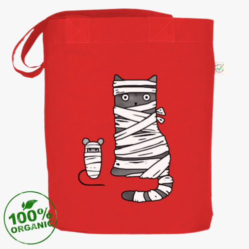 Сумка шоппер с принтом Кот и мышь мумии