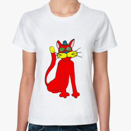 Классическая футболка с принтом   "Киса"