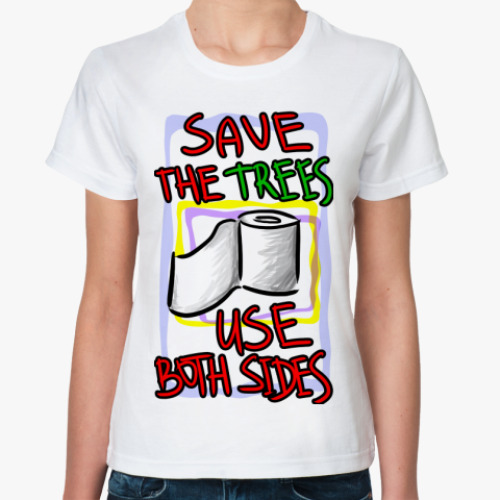 Классическая футболка с принтом Сохраните деревья