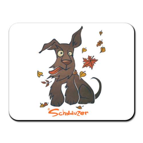 Коврик для мыши с принтом Осенний шнауцер
