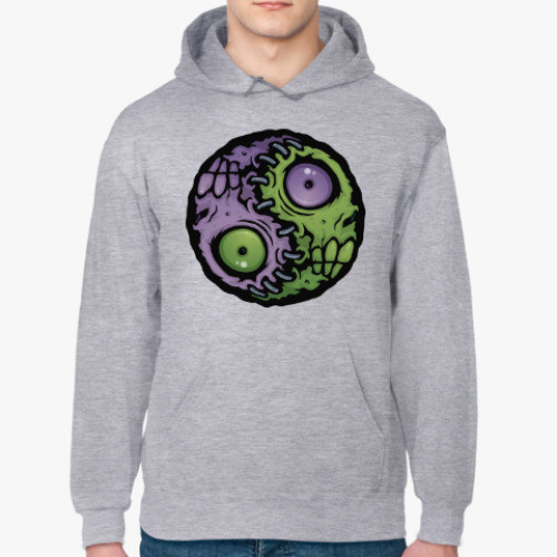 Толстовка худи с принтом Зомби инь-ян