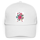 Кепка / бейсболка, белая (печать) Цветы