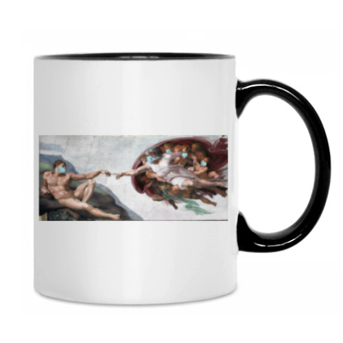 Кружка с принтом СОТВОРЕНИЕ АДАМА / КОРОНАВИРУС