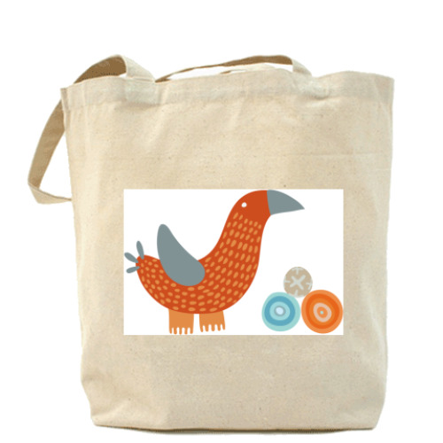 Сумка шоппер с принтом птица и яйца