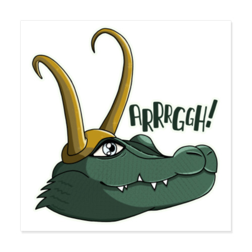 Виниловые наклейки с принтом Крокодил Локи