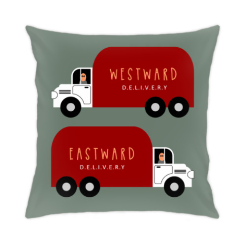 Подушка с принтом Грузовики