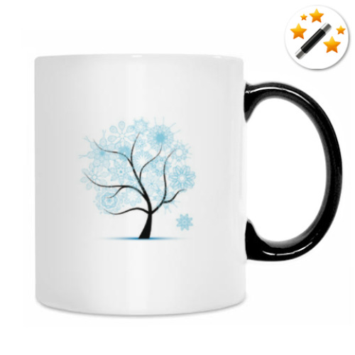 Кружка-хамелеон с принтом дерево