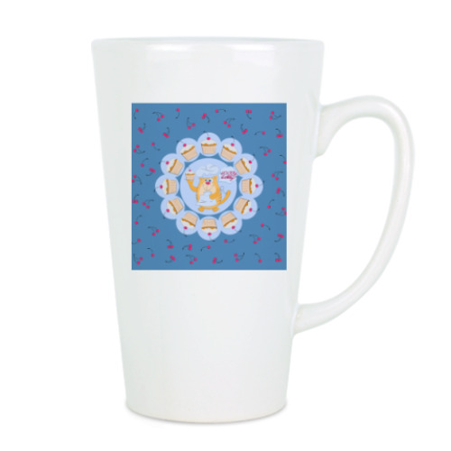 Чашка Латте с принтом кот-кондитер