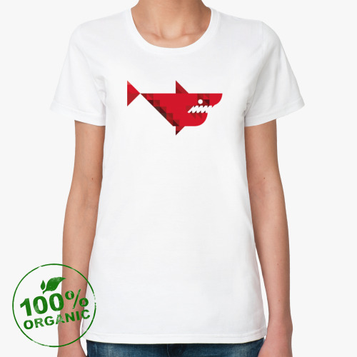Женская футболка из органик-хлопка акула (shark)
