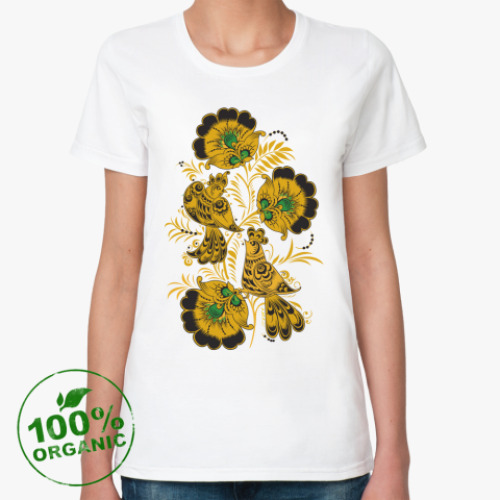 Женская футболка из органик-хлопка с принтом Хохлома