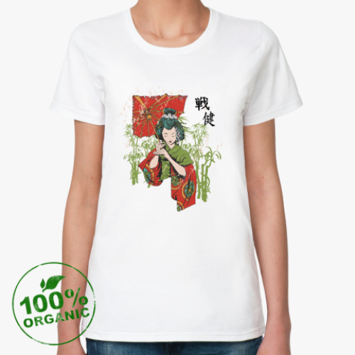 Женская футболка из органик-хлопка с принтом гейша