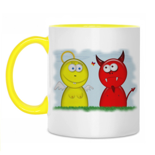 Кружка с принтом Ангел и демон