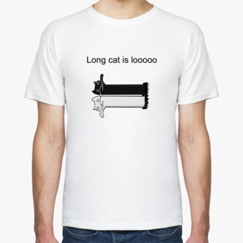 Футболка с принтом Long cat is looooong!