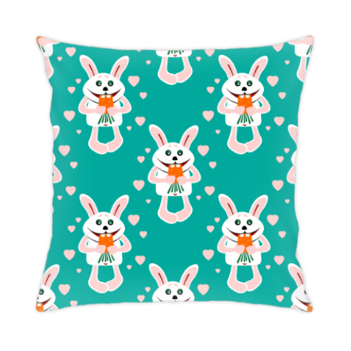 Подушка с принтом Влюбленные кролики