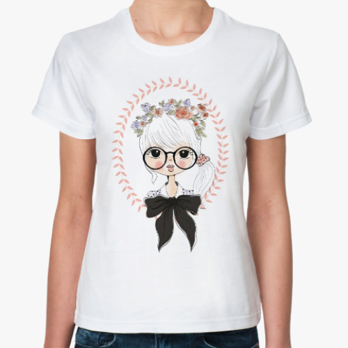 Классическая футболка Девочка в очках