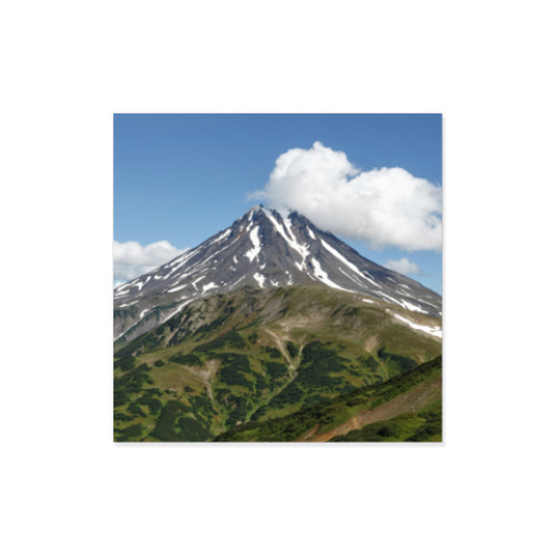 Виниловые наклейки Пейзаж полуострова Камчатка: лето, вулкан и горы