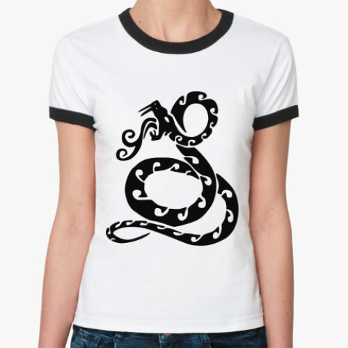 Женская футболка Ringer-T Черная водяная змея