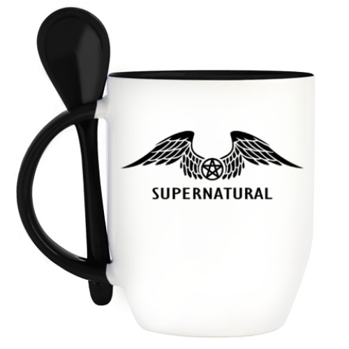Кружка с ложкой с принтом Supernatural