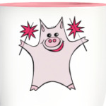 Розовый поросёнок с огнями