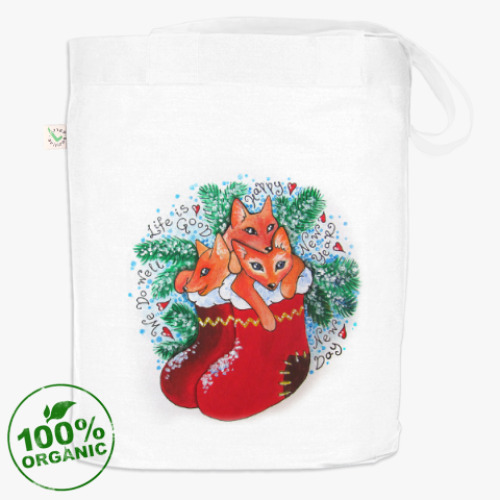 Сумка шоппер с принтом Три лисёнка