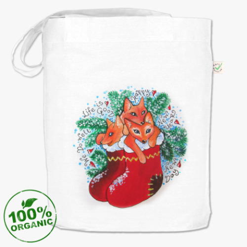 Сумка шоппер с принтом Три лисёнка