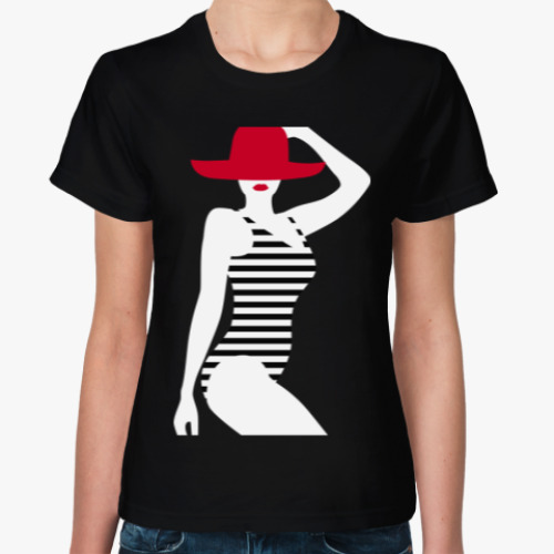 Женская футболка Дама в шляпе