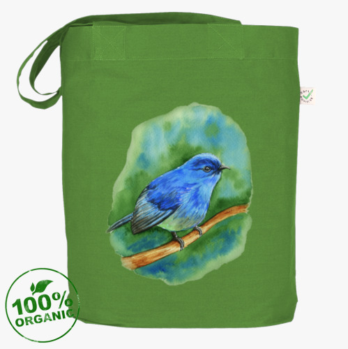 Сумка шоппер с принтом Синяя птица