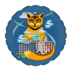 Подушка "круг", 35x35 см КОТ ХРАНИТЕЛЬ