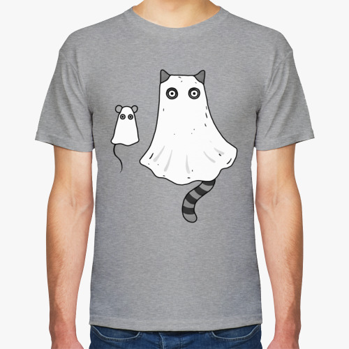 Футболка Ночные приведения кот и мышь