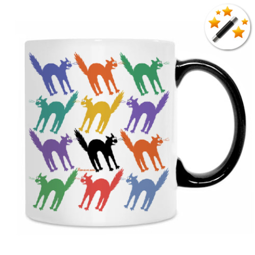 Кружка-хамелеон с принтом Разноцветные йошкины коты