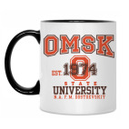 Двухцветная кружка Символика ОмГУ