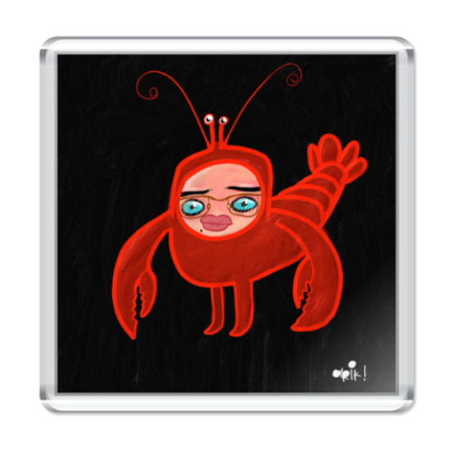 Магнит с принтом Человек в костюме лобстера