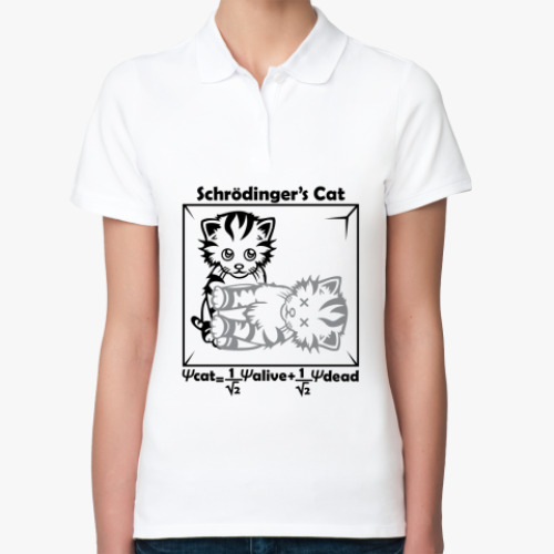 Женская рубашка поло (печать) с принтом Кот Шрёдингера