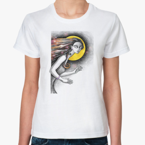 Классическая футболка с принтом Бегущая с волками