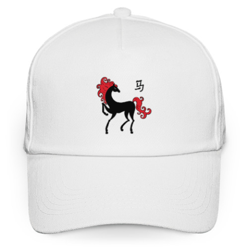 Кепка бейсболка Чёрная лошадь с красной гривой