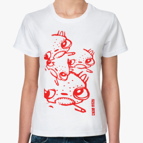 Классическая футболка с принтом NeverAlone monster