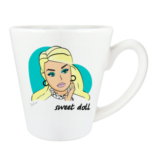 Чашка Латте с принтом Сладкая куколка