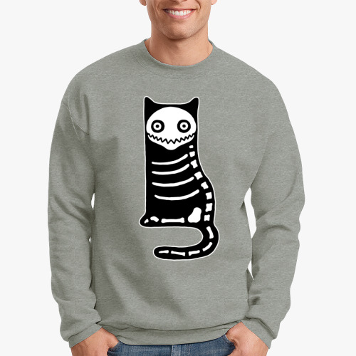 Свитшот с принтом Кости кота - скелет