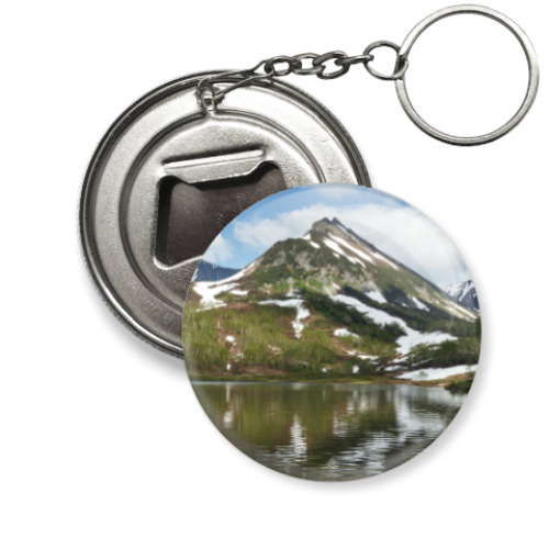 Брелок-открывашка Полуостров Камчатка, горы, горное озеро, отражение