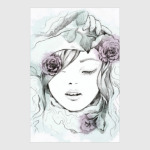 Красивая девушка в цветах. Иллюстрация