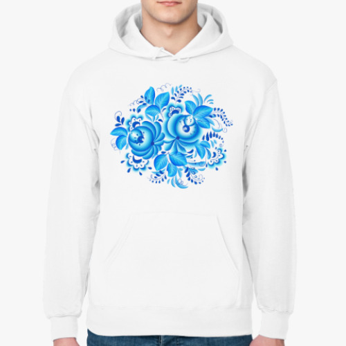 Толстовка худи с принтом Гжель