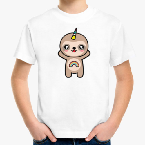 Детская футболка Ленивец Единорог