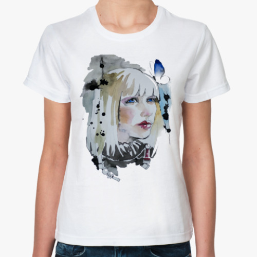Классическая футболка с принтом  Бабочка