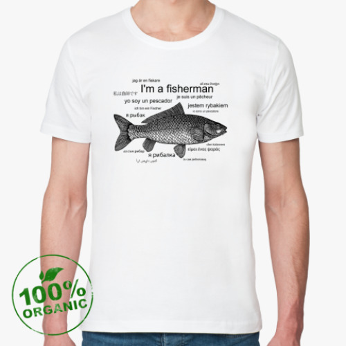 Футболка из органик-хлопка с принтом Рыбак